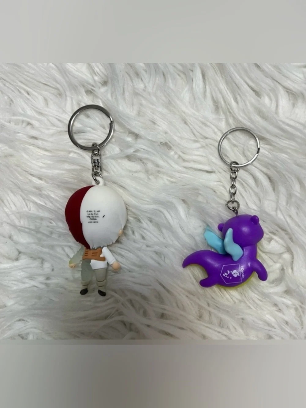 Purple & Red Kids Keychain Toy Set - Cute Dragon and Character Keyrings